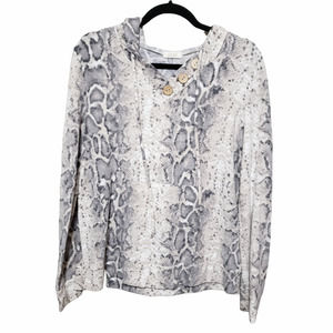 Oddy Snake Print Pullover Hoodie Size Medium Gray